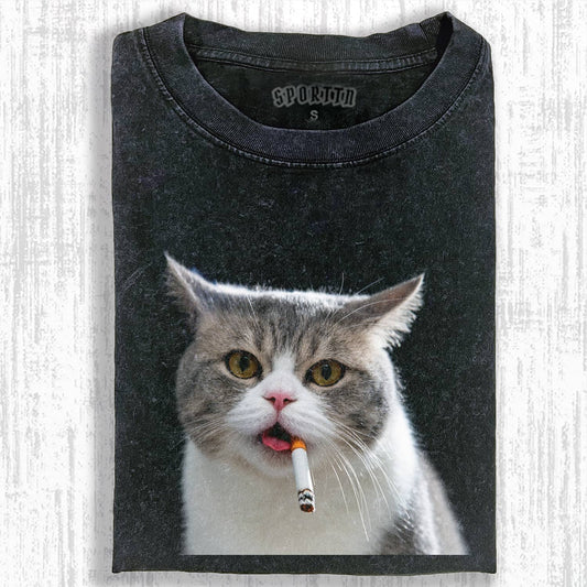 SMOKING CAT MEME T-SHIRT
