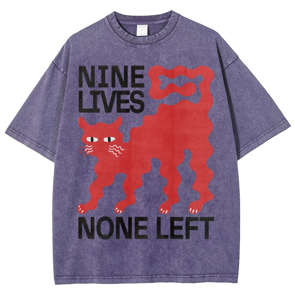Unisex Cat Printed Washed Tee