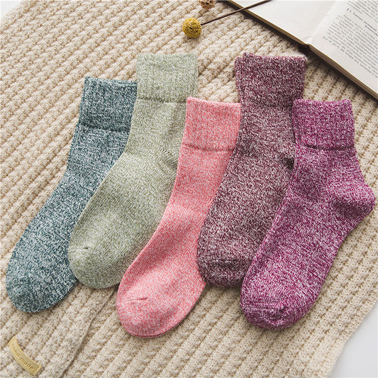 Retro Solid Color Thickened Warm Wool Socks