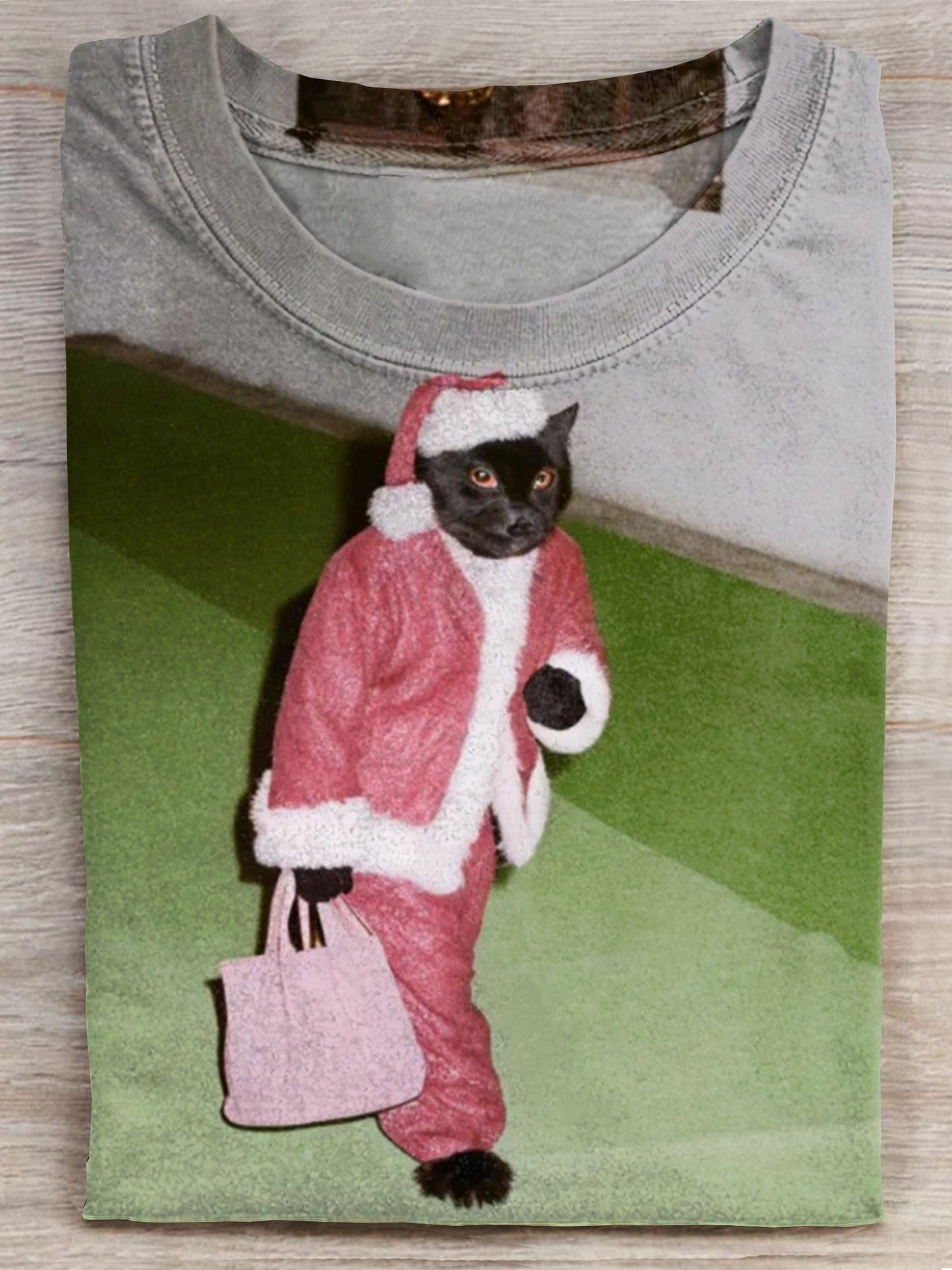 Funny Santa Cat 's Off Duty Art Print Casaul T-shirt