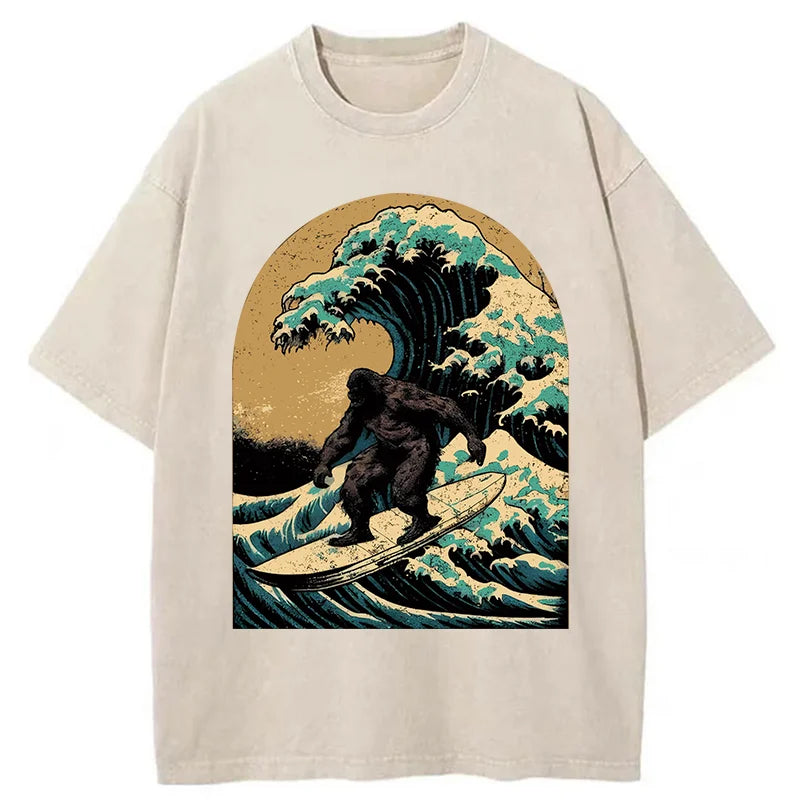 Bigfoot Surfing Washed T-Shirt