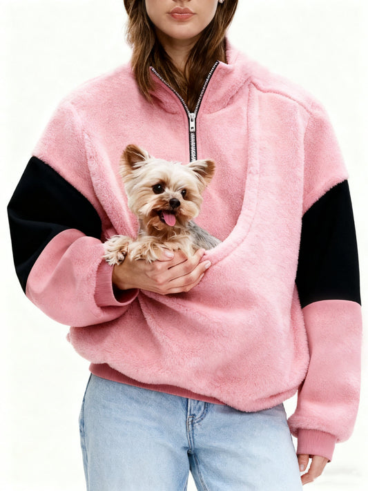 🔥🔥🔥Buy 4 Get 10% Off🔥🔥🔥Women's winter lambskin pocket dog mom cat mom pocket hooded outdoor sweatshirt