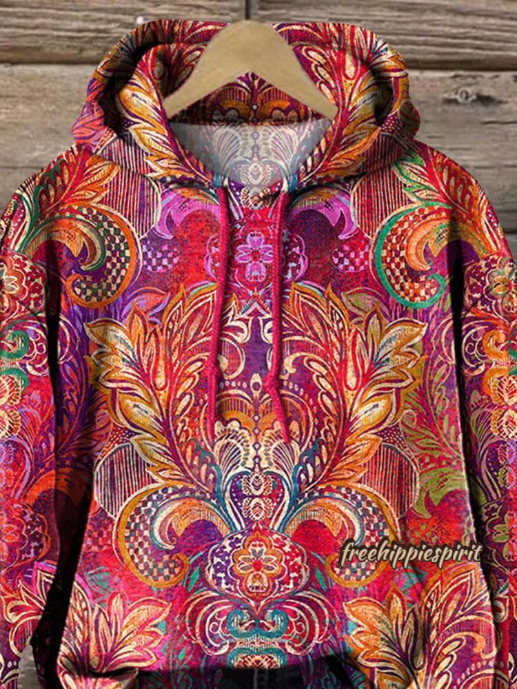 Colorful Ethnic Pattern Printed Casual Hoodie Sweatshirt