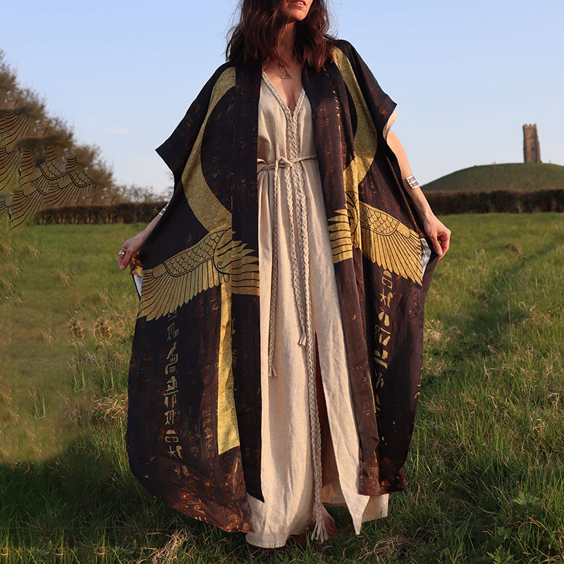 Retro Egyptian Graphic Eye Of Horus Kimono Robe