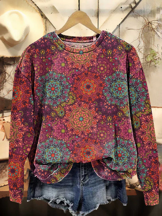 Ethnic Art Pattern Print Casual Sweatshirt