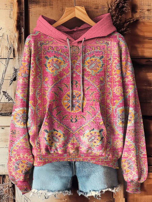 Vintage Flowers Totem Bohemian Print Casual Hoodie Sweatshirt