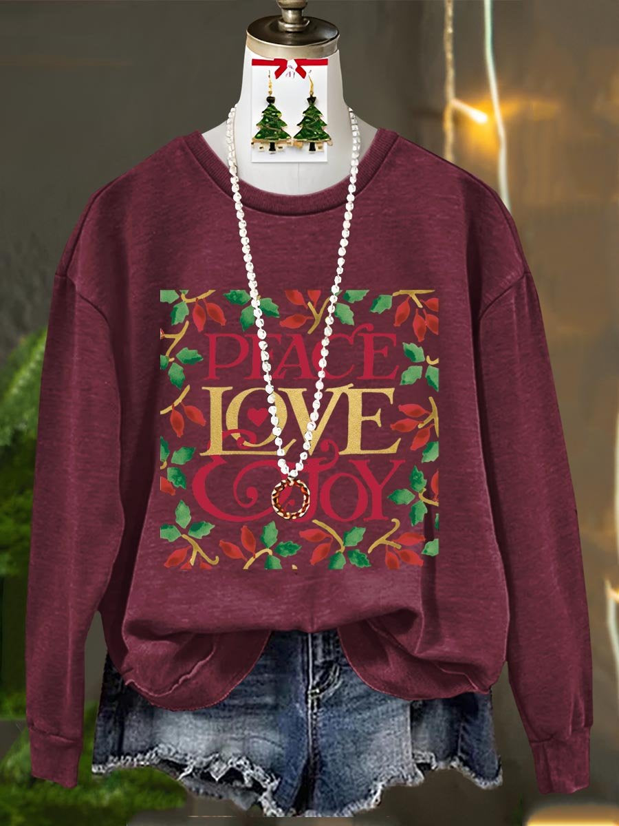 Peace And Love Joy Merry Christmas Art Print Casual Sweatshirt