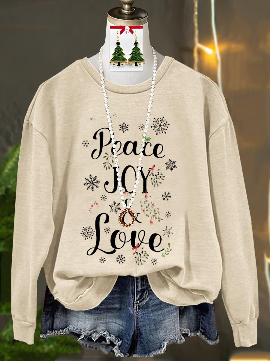 Peace Joy Love Merry Christmas Art Print Casual Sweatshirt