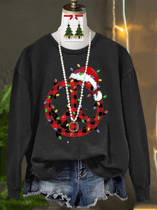 Peace And Love Christmas Art Print Casual Sweatshirt