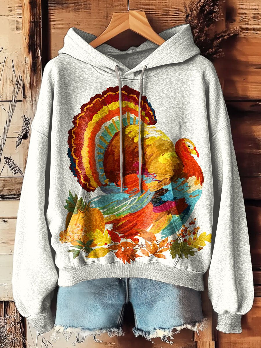 Vintage Thanksgiving Day Print Casual Hoodie Sweatshirt