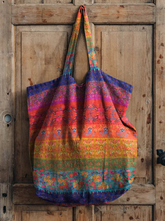 Retro Casual Floral Linen Tote Bag