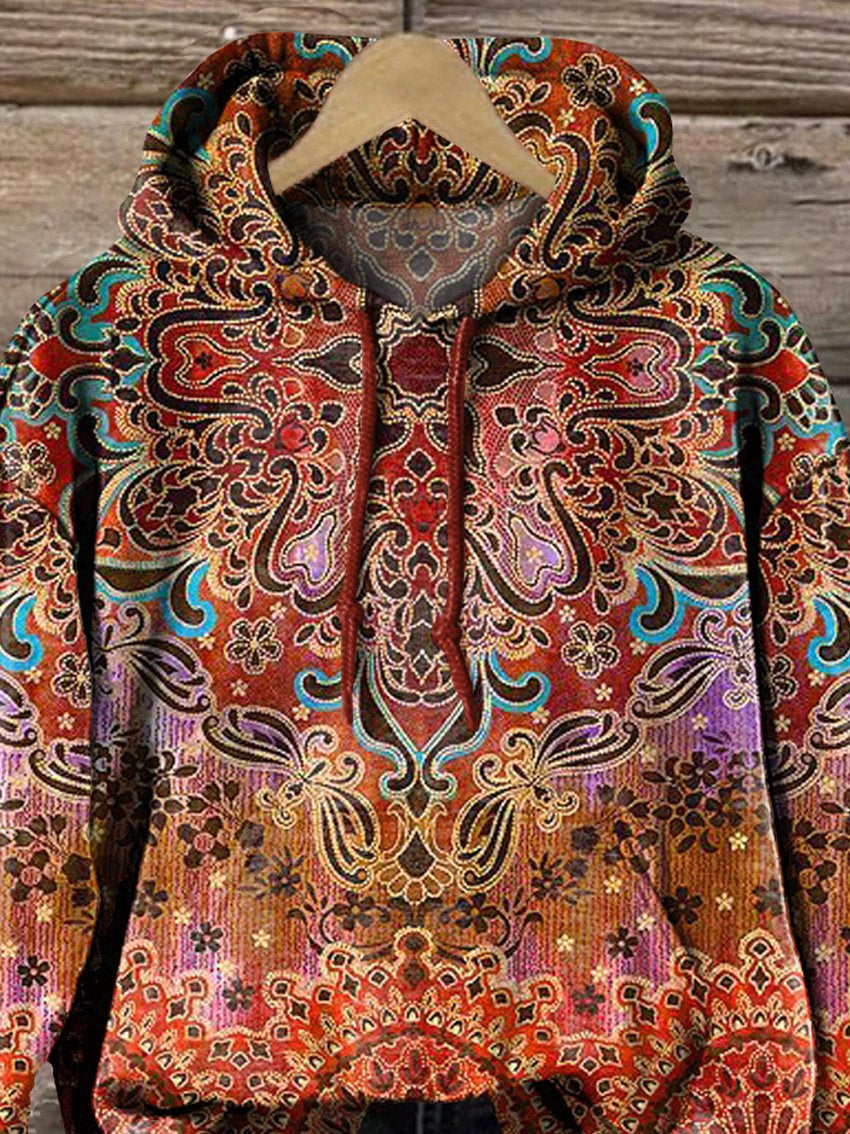 Colorful Ethnic Pattern Printed Casual Hoodie Sweatshirt