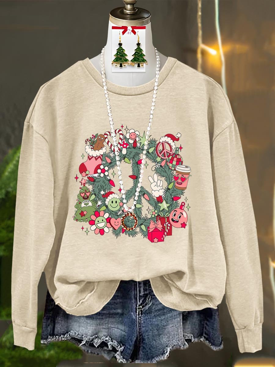 Peace And Love Merry Christmas Art Print Casual Sweatshirt