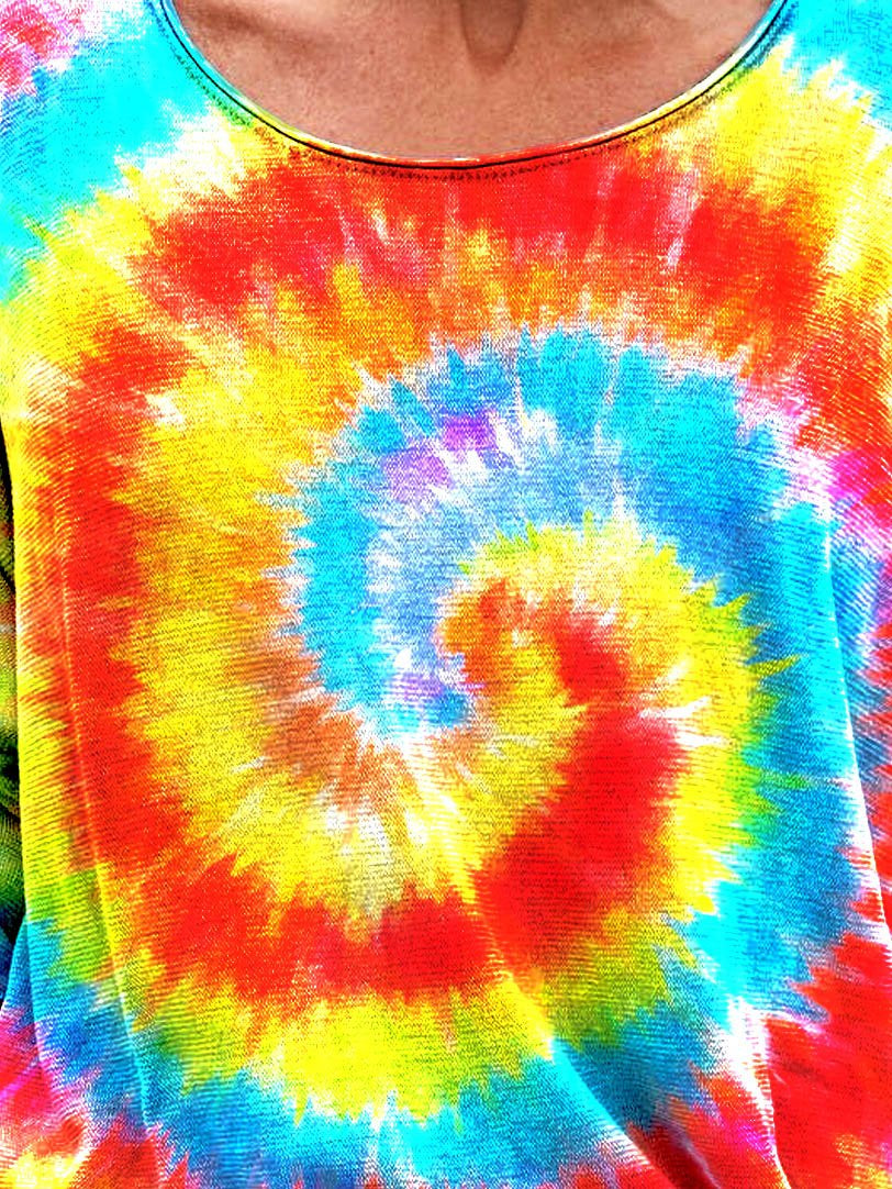 Women's Vintage Rainbow Tie Dye Pattern Art Print T-shirt