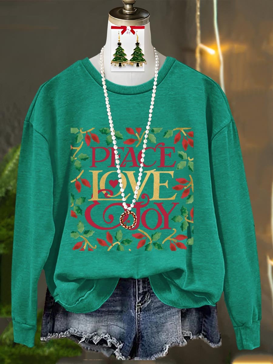 Peace And Love Joy Merry Christmas Art Print Casual Sweatshirt