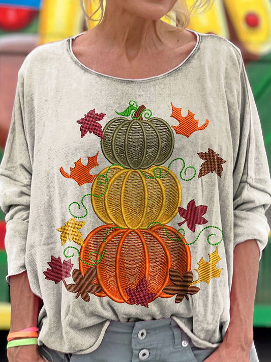 Women's Halloween Pumpkin Print T-shirt