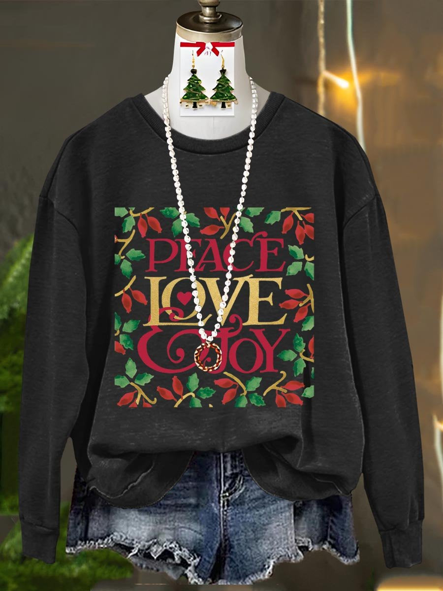 Peace And Love Joy Merry Christmas Art Print Casual Sweatshirt