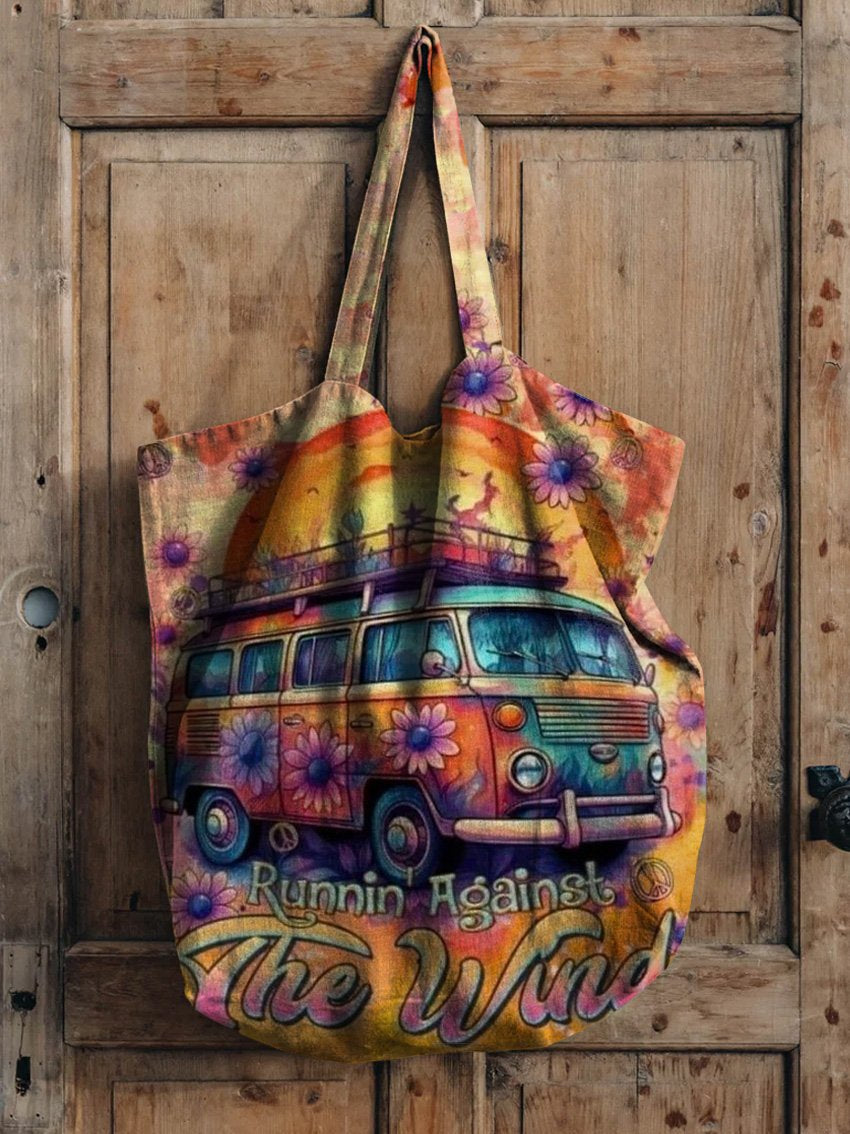 Linen Hippie Art Print Tote Bag