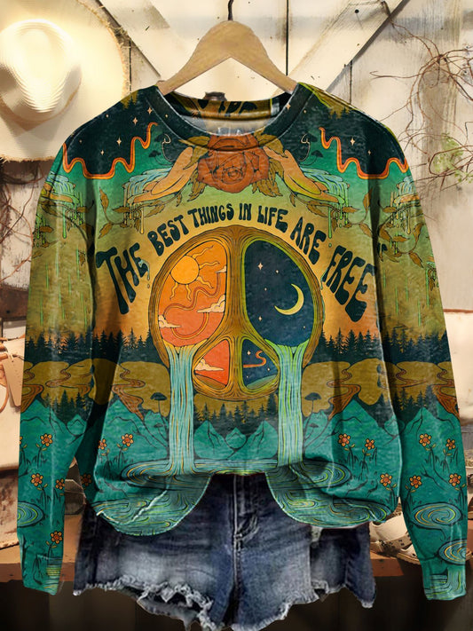 Women's Hippie Art Print Casual Sweatshirt