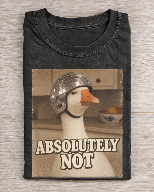 Black Washed Goose Disco Helmet Absolutely Not Graphic Tee