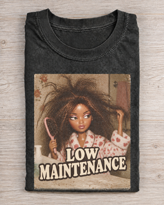 Black Washed Doll Messy Hair Low Maintenance Graphic Tee