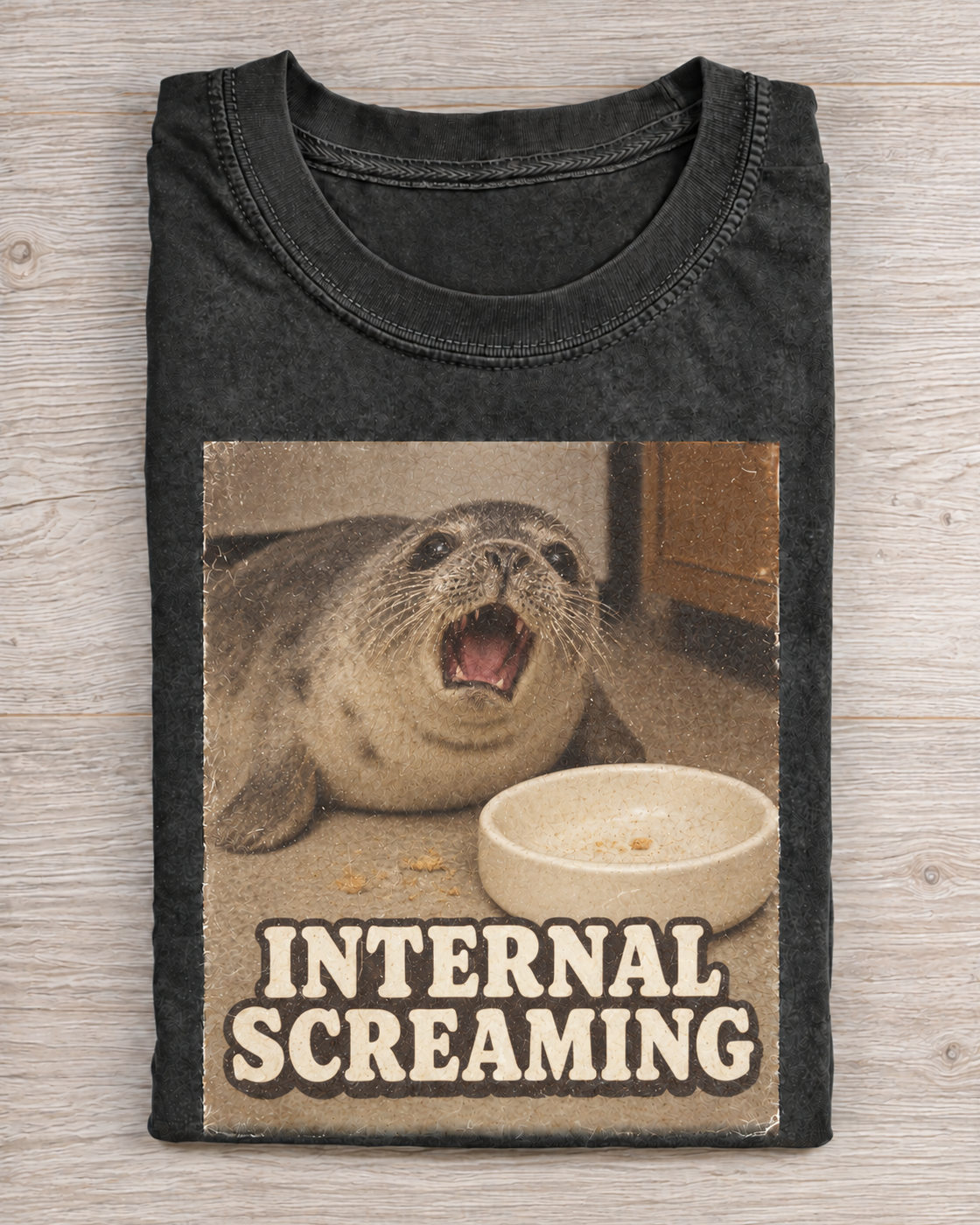 Black Washed Seal Internal Screaming Graphic Tee