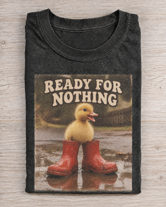 Black Washed Duck Ready For Nothing Graphic Tee
