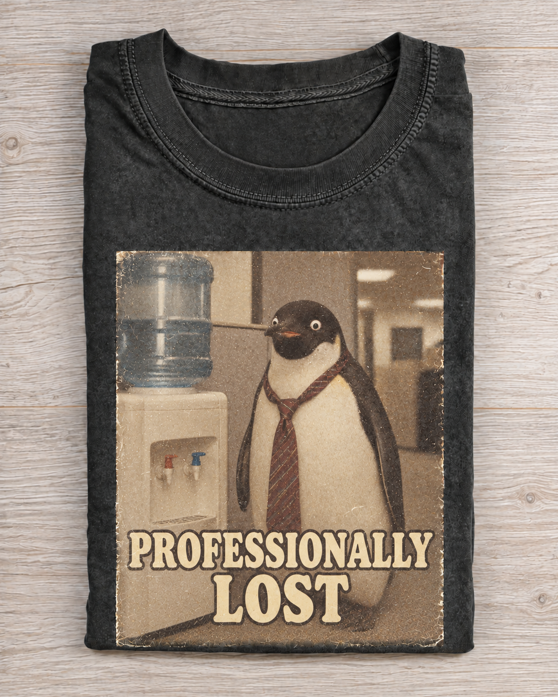 Black Washed Penguin Professionally Lost Graphic Tee