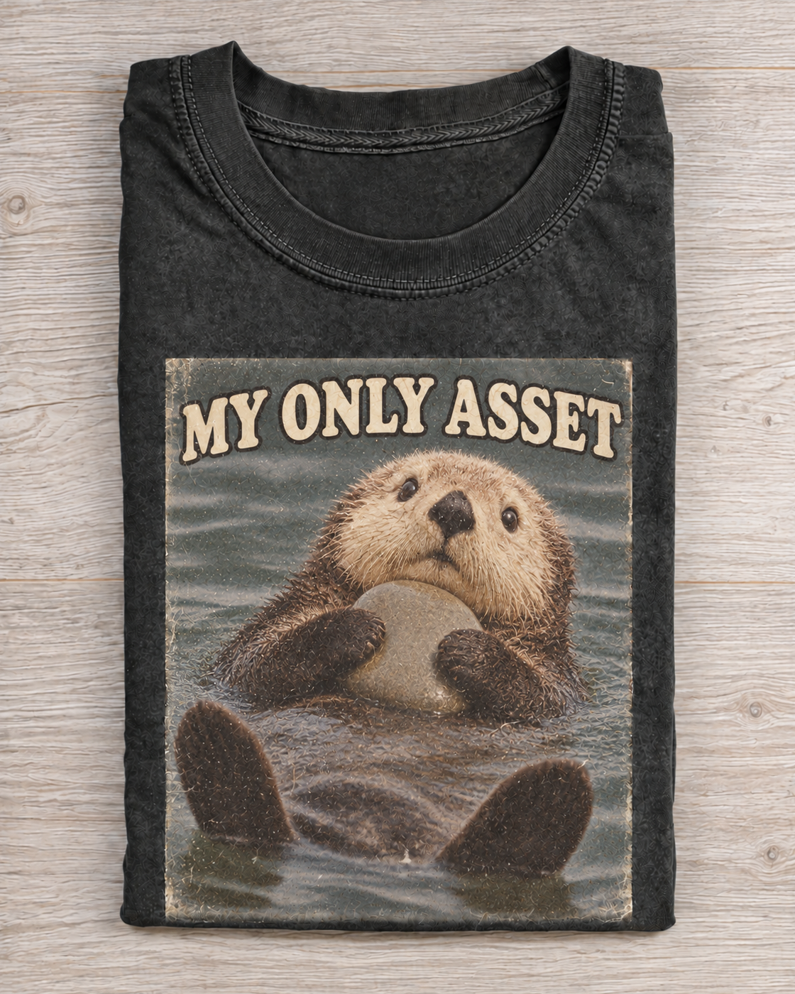 Black Washed Otter My Only Asset Graphic Tee