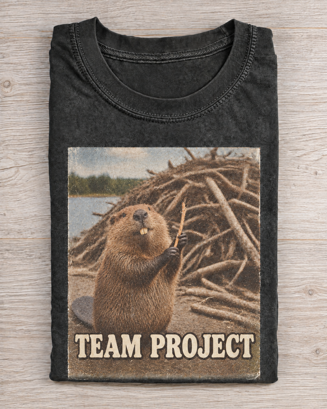Black Washed Beaver Team Project Graphic Tee