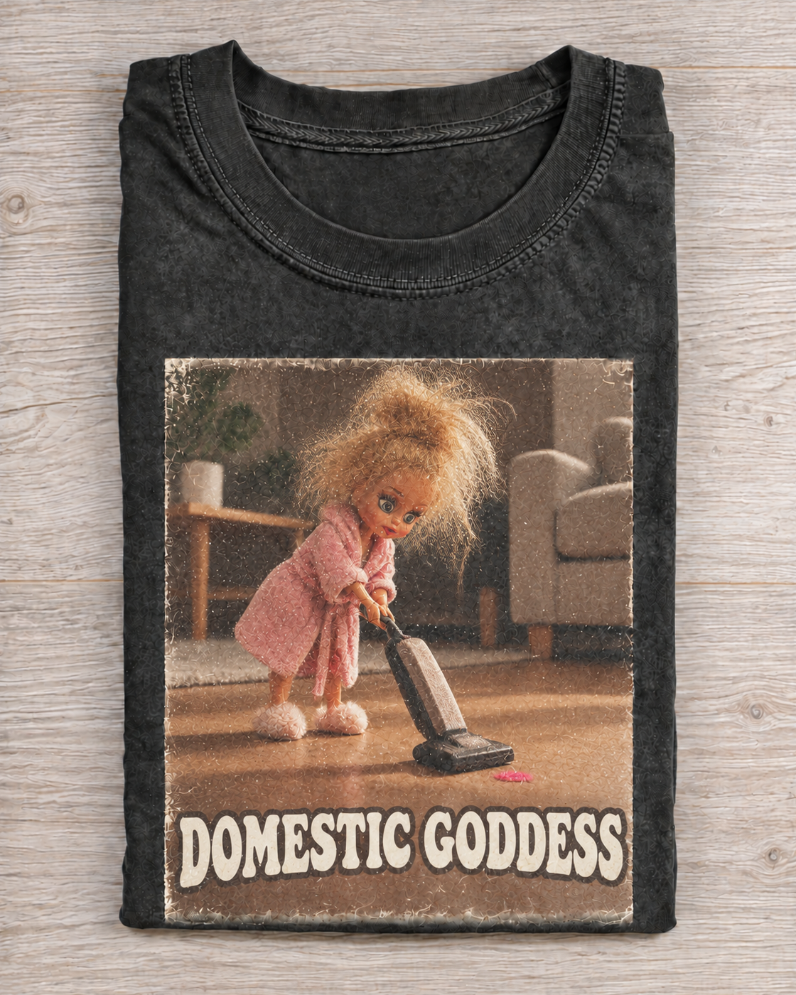 Black Washed Doll Domestic Goddess Graphic Tee