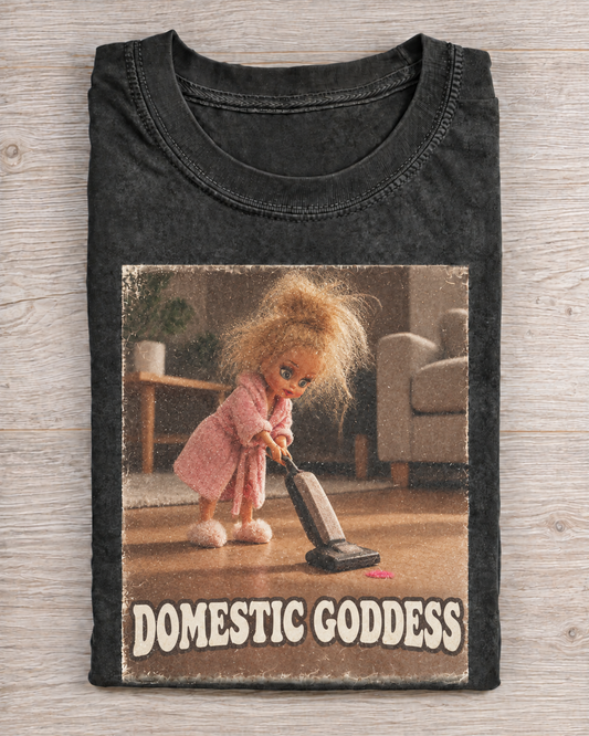 Black Washed Doll Domestic Goddess Graphic Tee