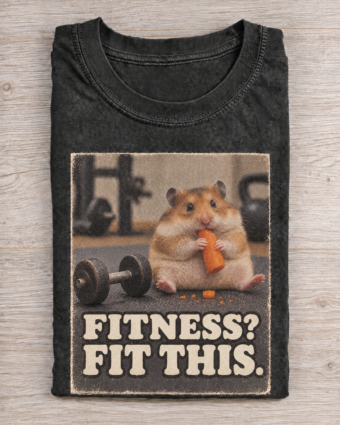 Black Washed Hamster Fitness Fit This Graphic Tee
