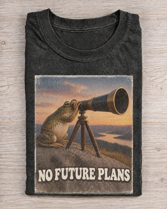 Black Washed Frog No Future Plans Graphic Tee