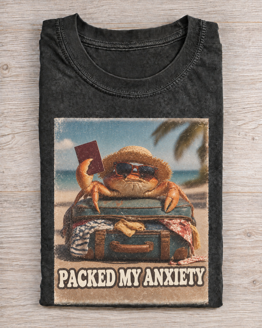 Black Washed Crab Packed My Anxiety Graphic Tee