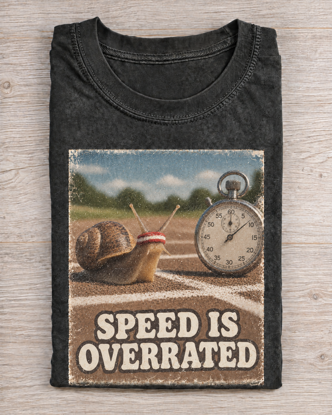Black Washed Snail Speed Is Overrated Graphic Tee