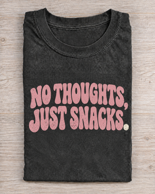 Black Washed No Thoughts Just Snacks Graphic Tee