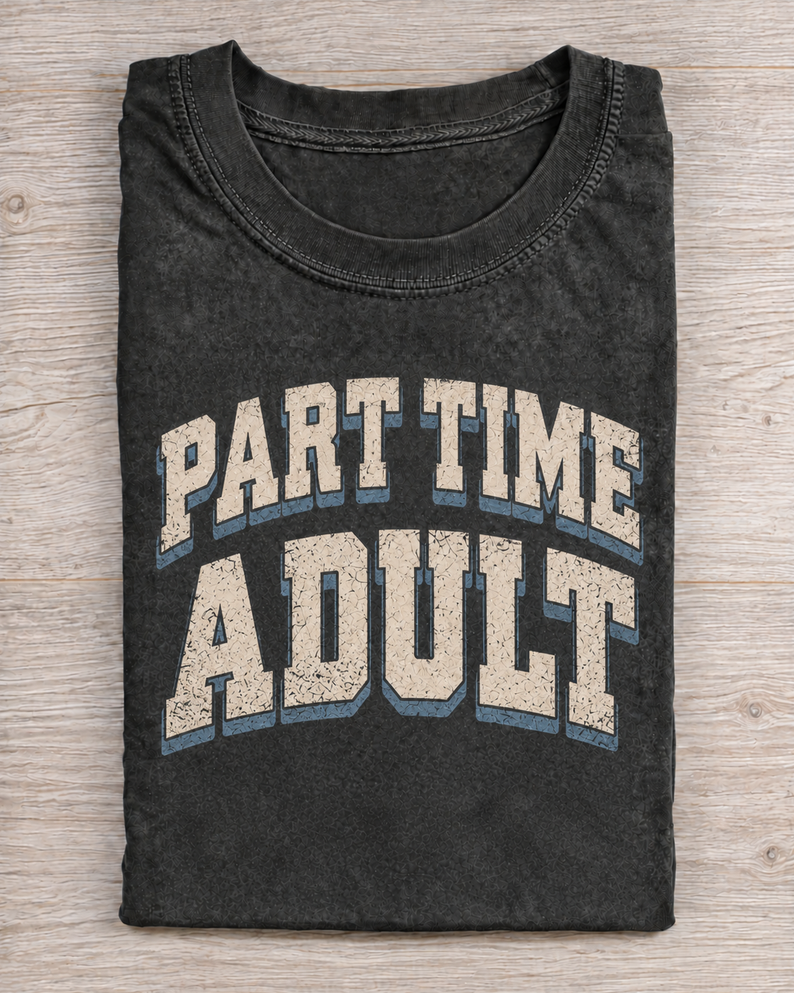 Black Washed Part Time Adult Graphic Tee