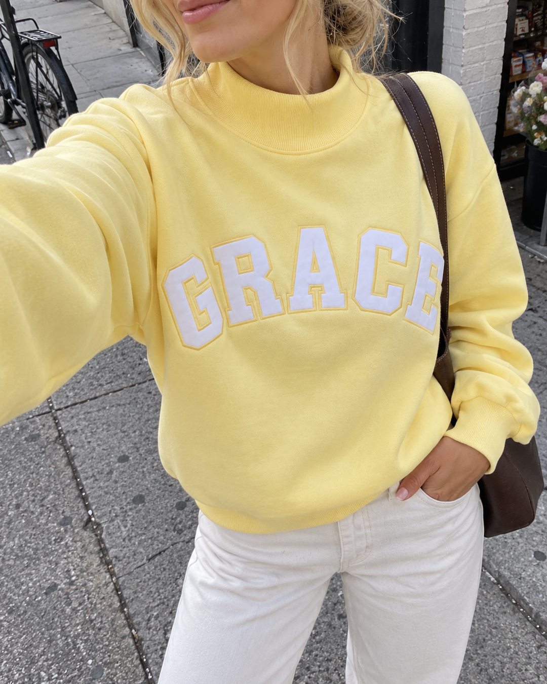 Yellow Grace Graphic Crewneck Sweatshirt