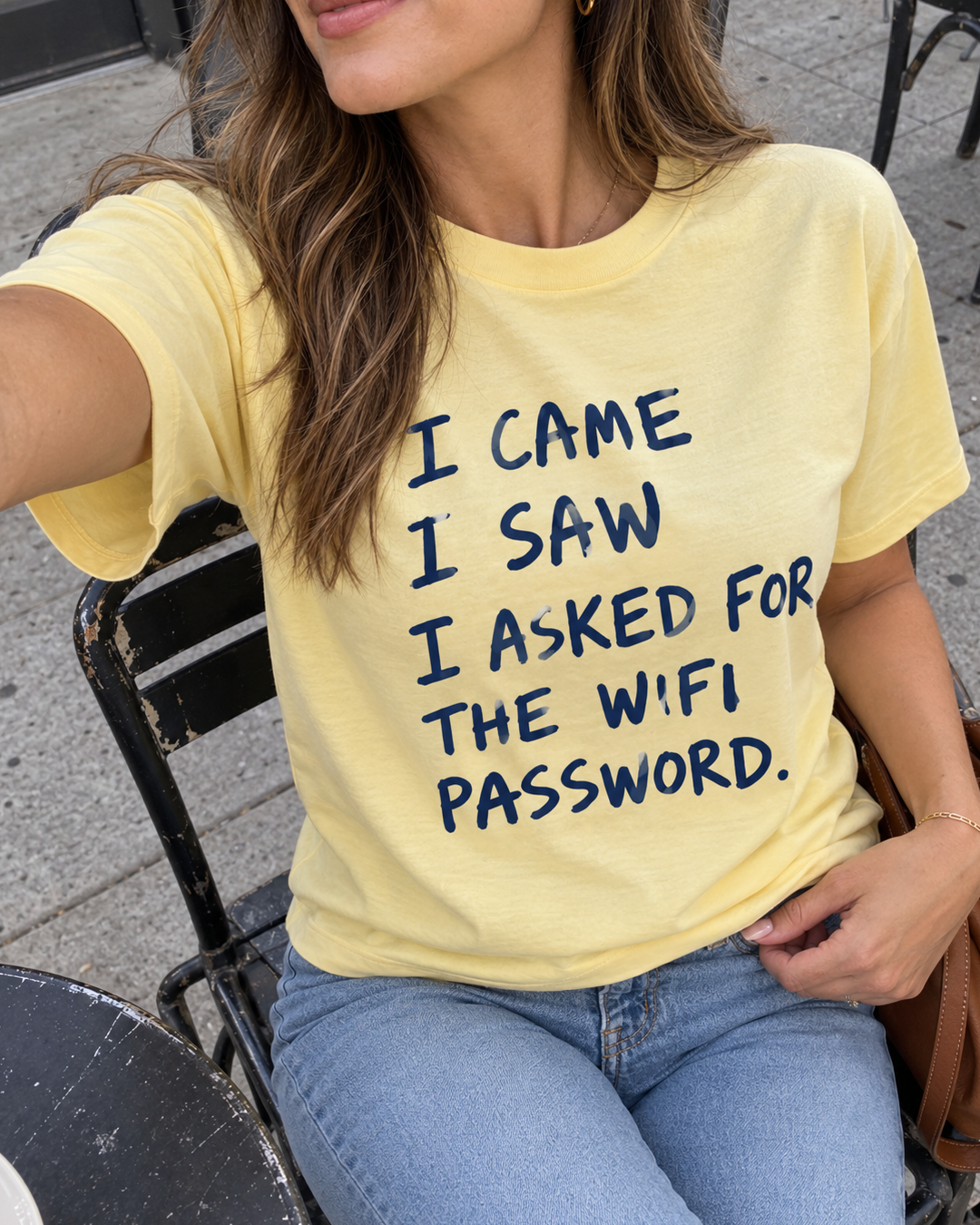 Yellow I Came I Saw Wifi Graphic Tee