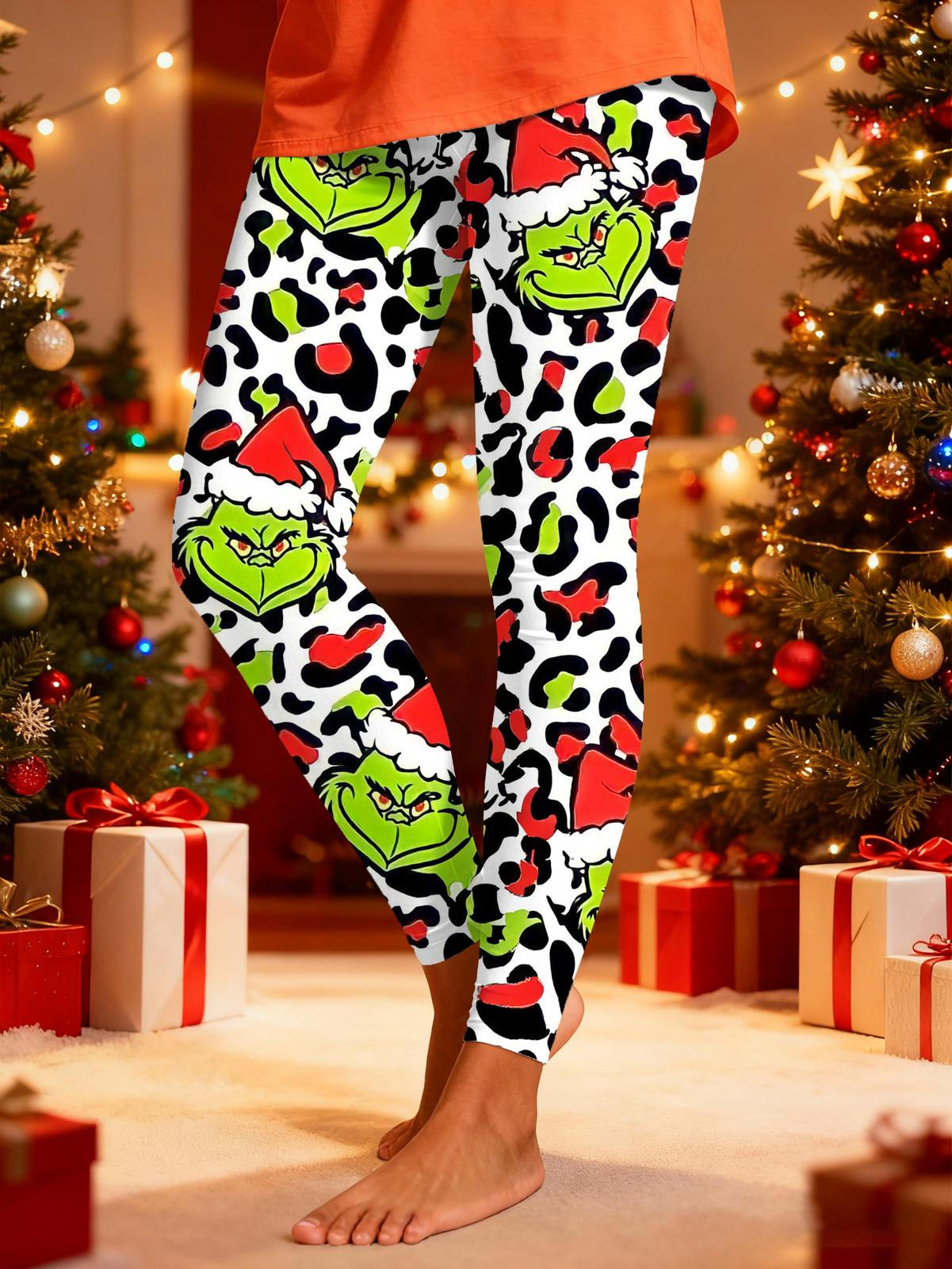 Grinch Leopard Print Leggings