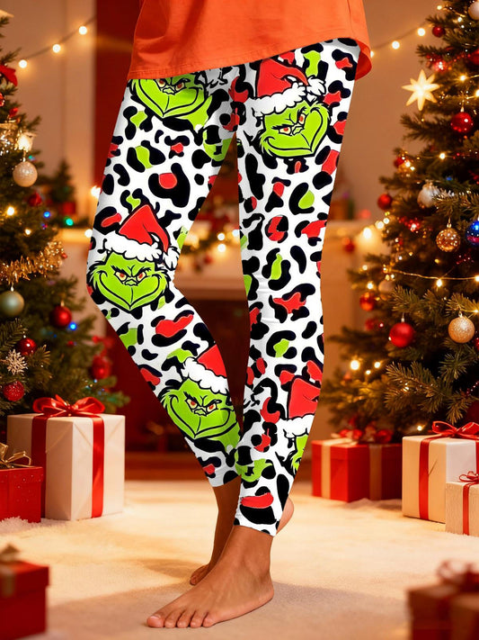 Grinch Leopard Print Leggings