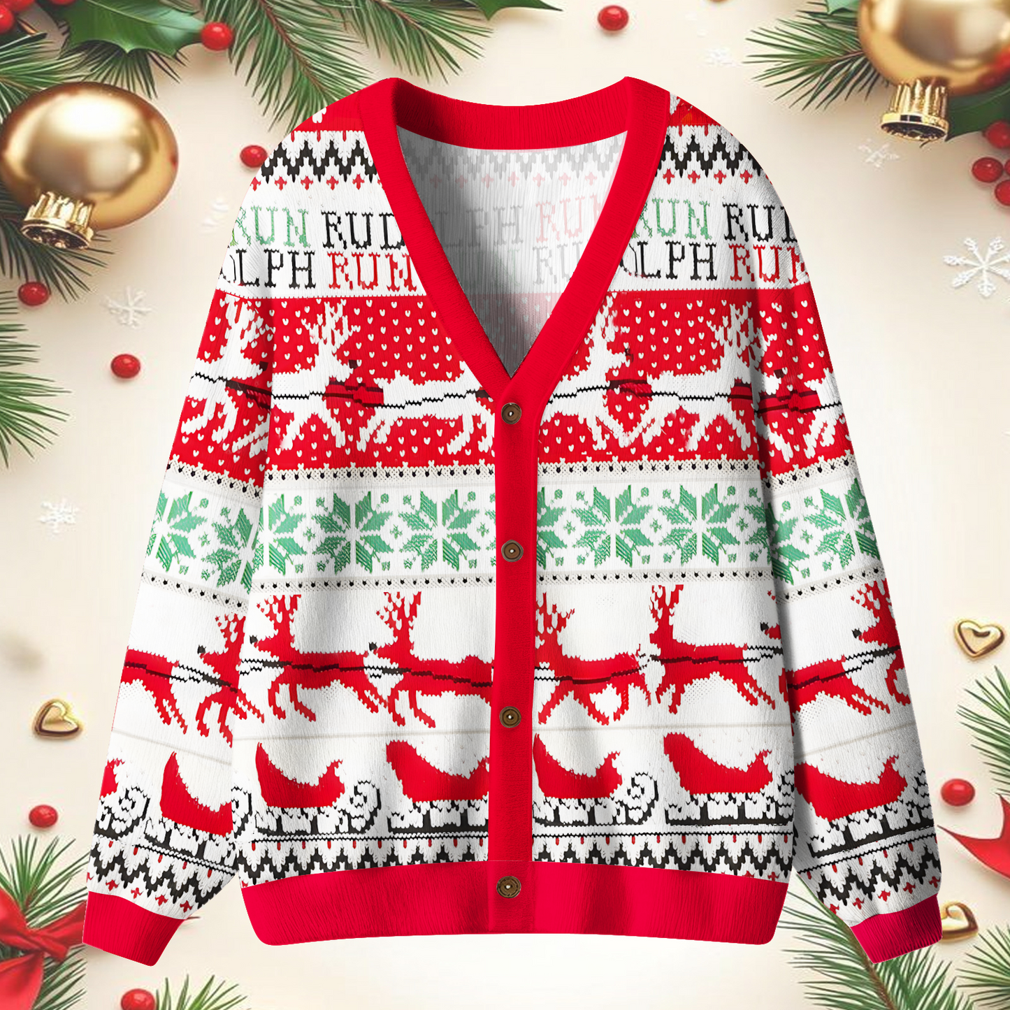 Unisex New Year's Christmas Ugly Cardigan Sweaters