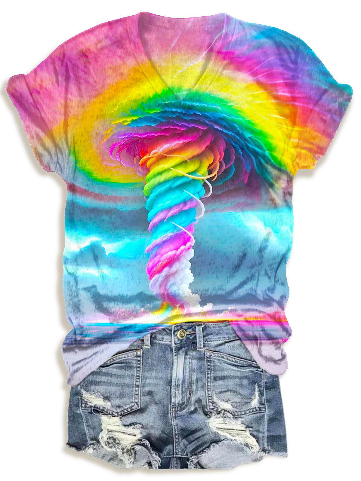 Colorful Tornado Hippie Crew Neck T-shirt