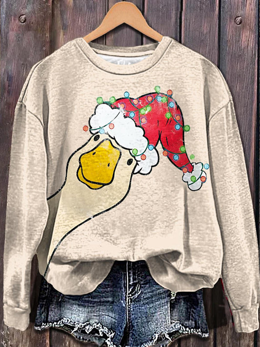 Funny Goose Christmas Printed Long Sleeve Casual Top
