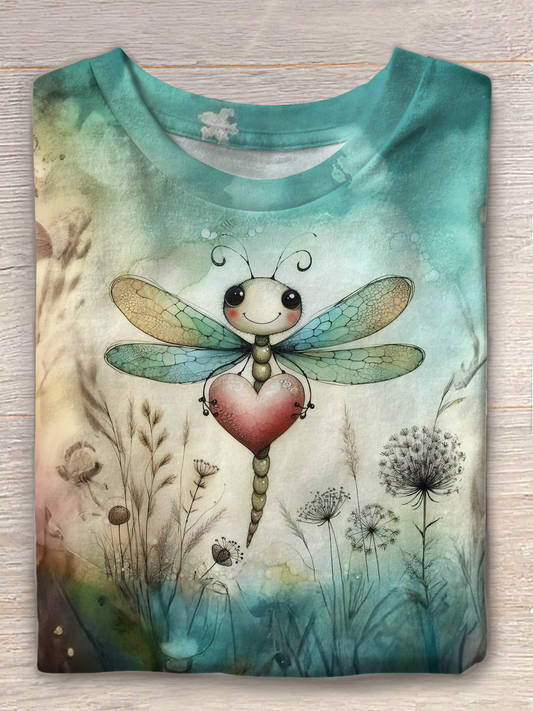 Whisper of Wisdom Hippie Dragonfly Love Crew Neck T-shirt