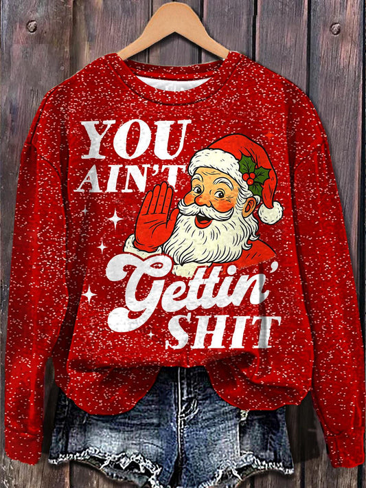 Christmas Fun Print Long Sleeve Casual Top