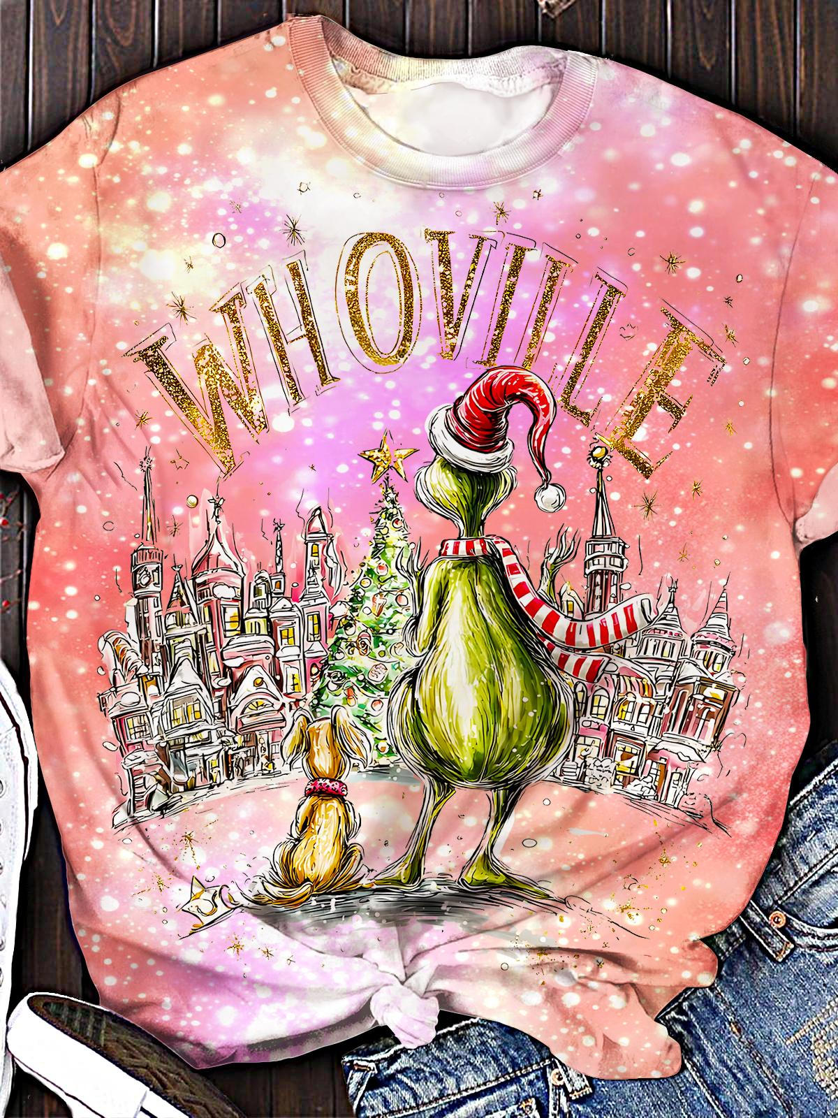 Christmas Grinch Printed Crew Neck T-shirt