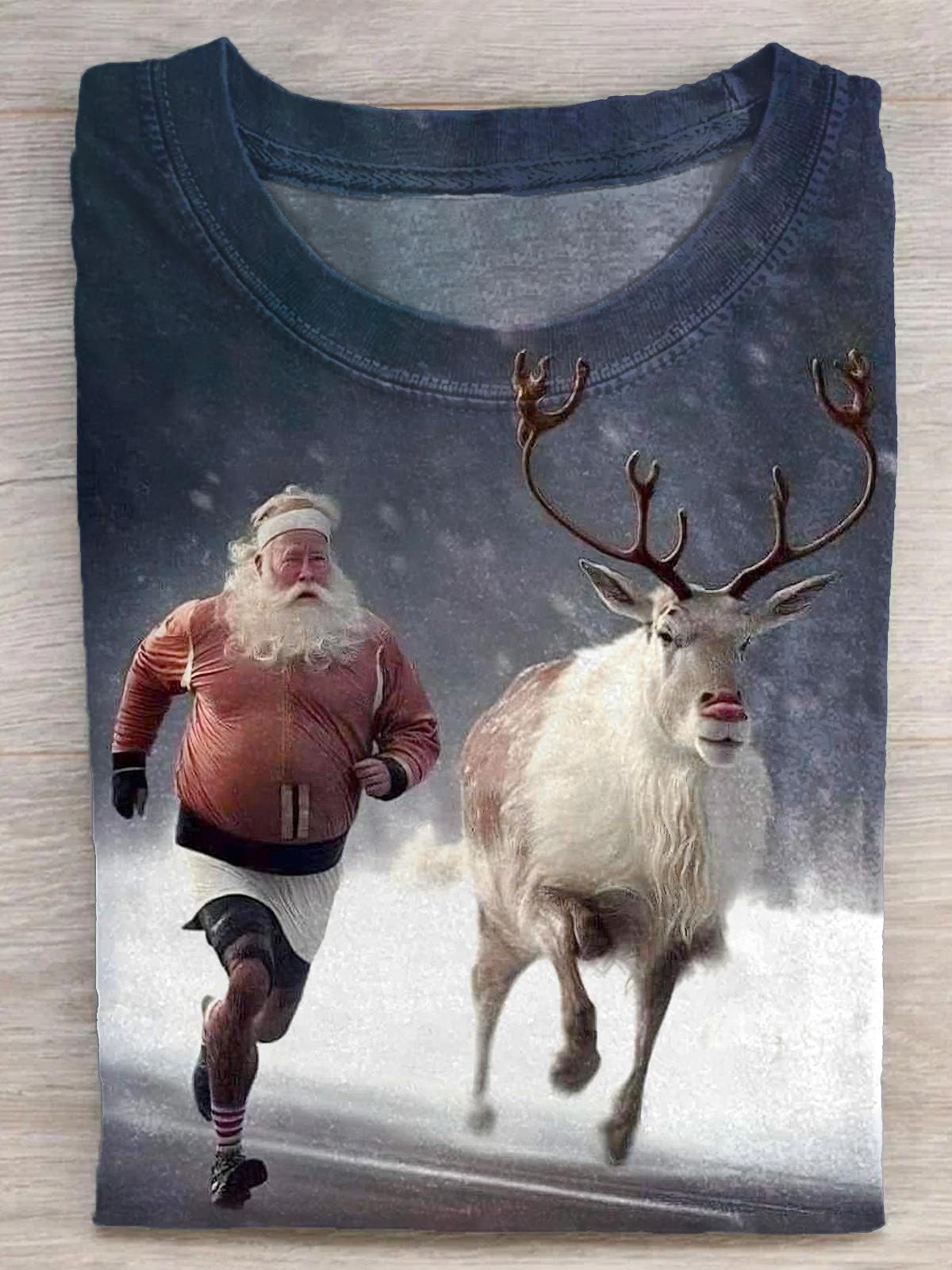 Christmas Fun Print Crew Neck T-shirt