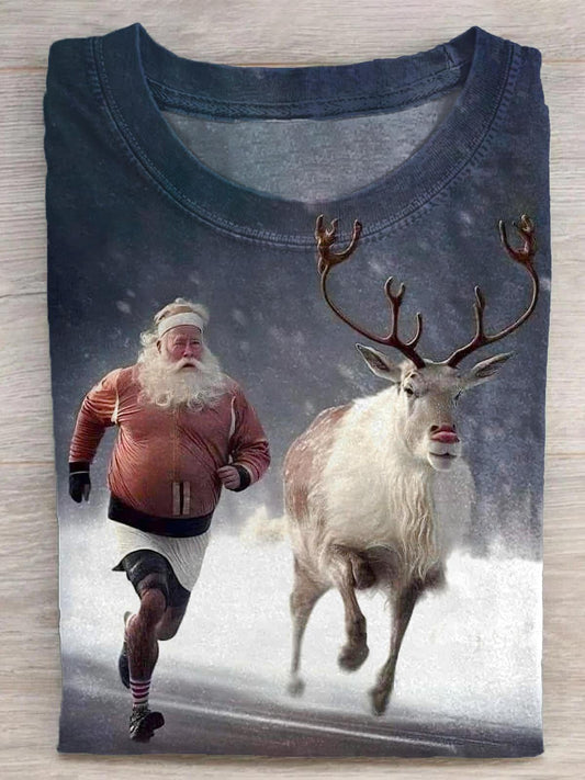 Christmas Fun Print Crew Neck T-shirt